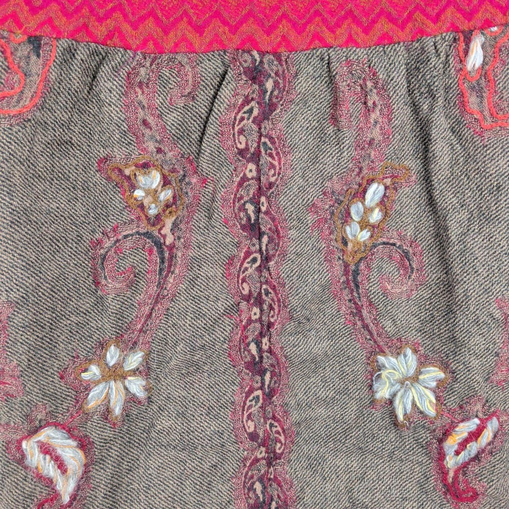 Patchwork Earthy Goblincore Wool Embroidered Jacket PXS Red Brown Paisley - Picture 7 of 10